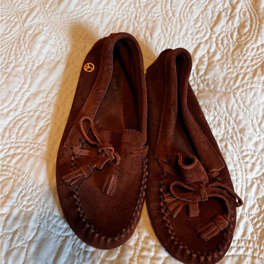 Brown Suede Moccasins with Tassels